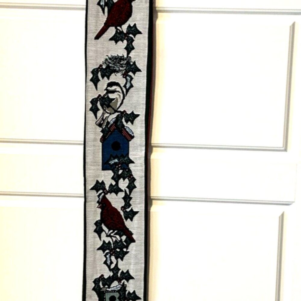 Vintage Tapestry Birdhouses Winter Wall Hanging Home Decor